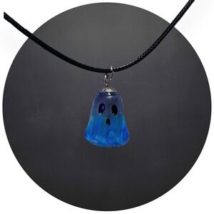 BOGO Clear & Blue Ghost Charm Necklace - Glow in the Dark
